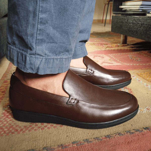 #chaussures_médicales#-Classico en cuir marron /كلاسيكو بالجلد البني - Suisses.ma