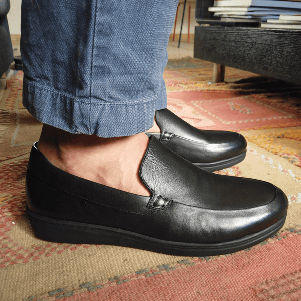 #chaussures_médicales#-Classico en cuir noir / كلاسيكو بالجلد الأسود - Suisses.ma