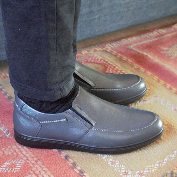 #chaussures_médicales#-Genève en cuir gris /جنيف في جلد رمادي - Suisses.ma