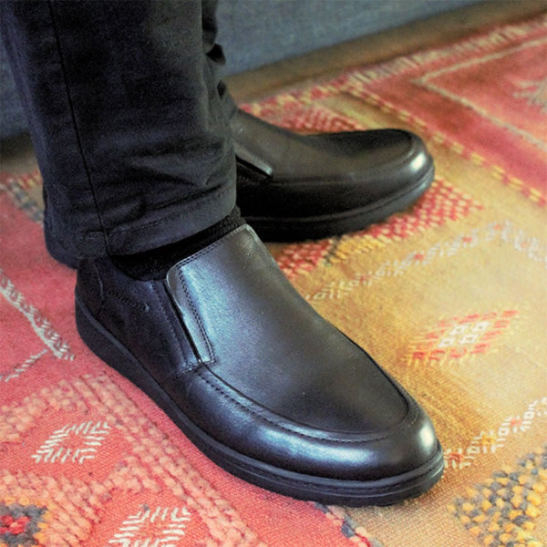 #chaussures_médicales#-Genève en cuir noir / جنيف بالجلد الأسود - Suisses.ma