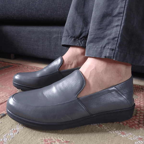 #chaussures_médicales#-Lugano en cuir gris / لوغانو في جلد رمادي - Suisses.ma