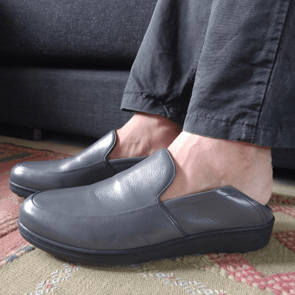#chaussures_médicales#-Lugano en cuir gris / لوغانو في جلد رمادي - Suisses.ma