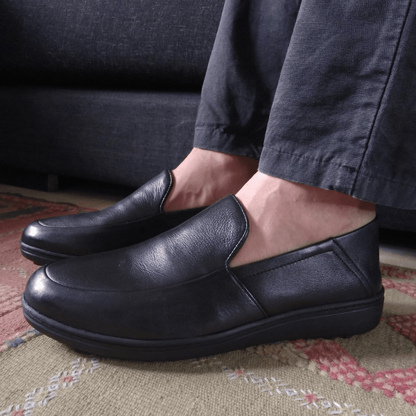 #chaussures_médicales#-Lugano en cuir noir / لوغانو بالجلد الأسود - Suisses.ma